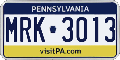 PA license plate MRK3013