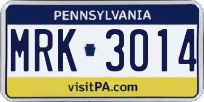 PA license plate MRK3014
