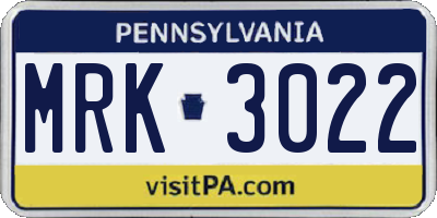 PA license plate MRK3022