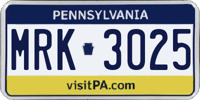 PA license plate MRK3025