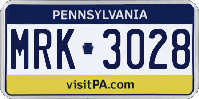 PA license plate MRK3028