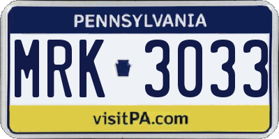 PA license plate MRK3033