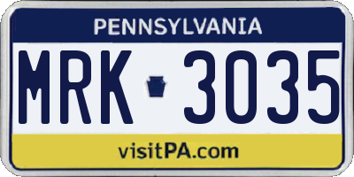 PA license plate MRK3035