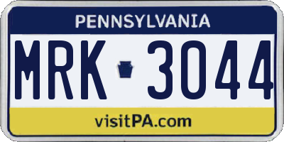 PA license plate MRK3044