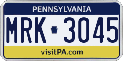 PA license plate MRK3045