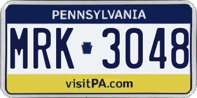 PA license plate MRK3048