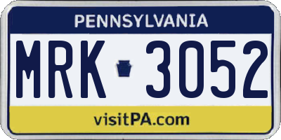 PA license plate MRK3052