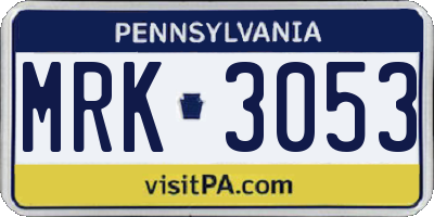 PA license plate MRK3053