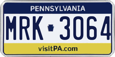 PA license plate MRK3064