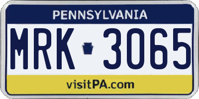 PA license plate MRK3065