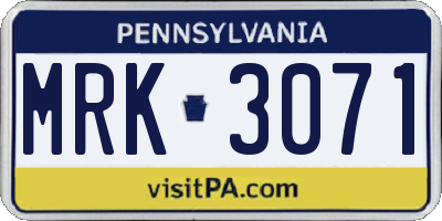 PA license plate MRK3071
