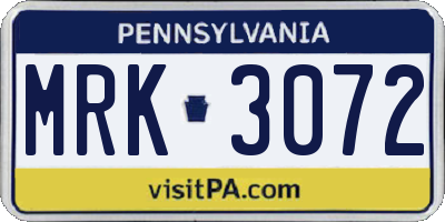 PA license plate MRK3072