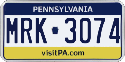 PA license plate MRK3074