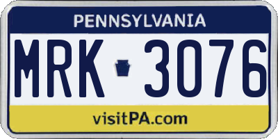 PA license plate MRK3076