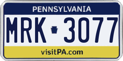 PA license plate MRK3077