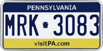 PA license plate MRK3083