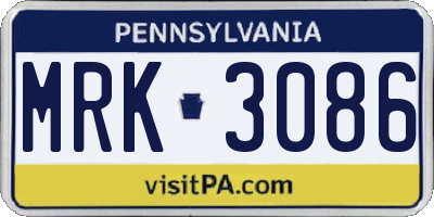 PA license plate MRK3086