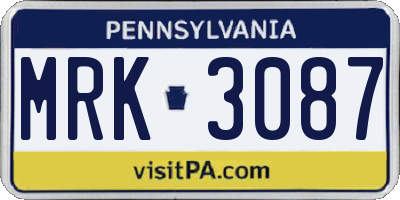 PA license plate MRK3087