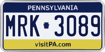 PA license plate MRK3089
