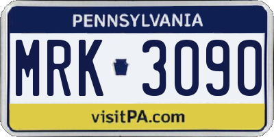 PA license plate MRK3090