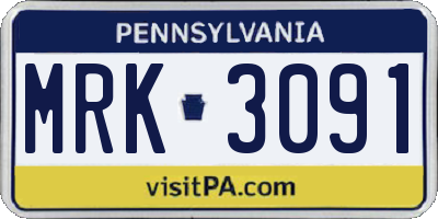 PA license plate MRK3091