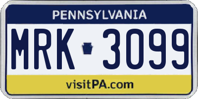 PA license plate MRK3099