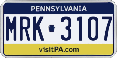 PA license plate MRK3107