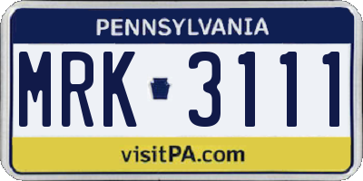 PA license plate MRK3111