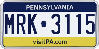 PA license plate MRK3115