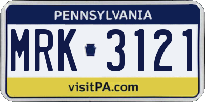 PA license plate MRK3121