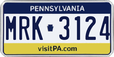 PA license plate MRK3124