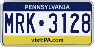 PA license plate MRK3128