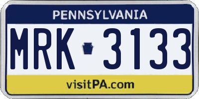 PA license plate MRK3133