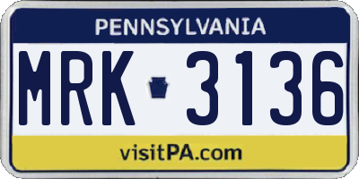 PA license plate MRK3136