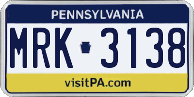 PA license plate MRK3138