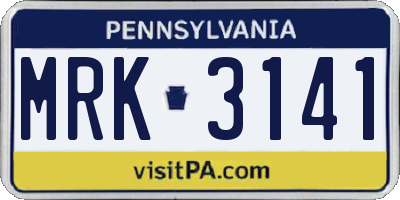 PA license plate MRK3141