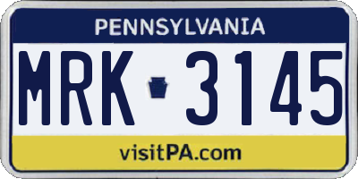 PA license plate MRK3145