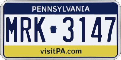 PA license plate MRK3147