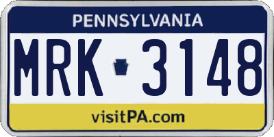 PA license plate MRK3148
