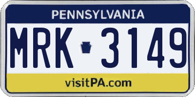 PA license plate MRK3149