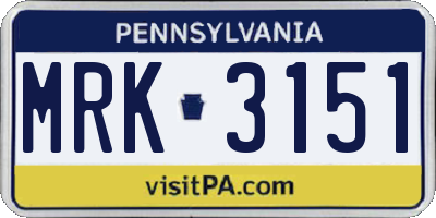 PA license plate MRK3151