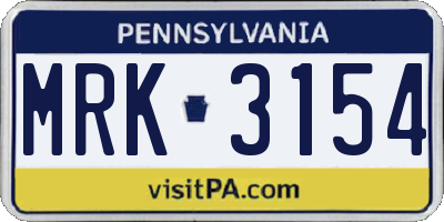 PA license plate MRK3154