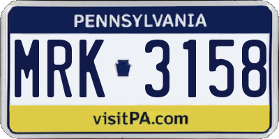 PA license plate MRK3158