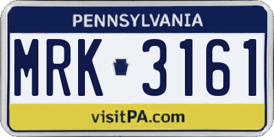 PA license plate MRK3161