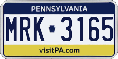 PA license plate MRK3165