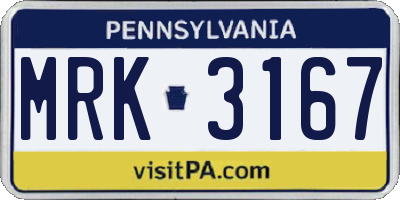 PA license plate MRK3167