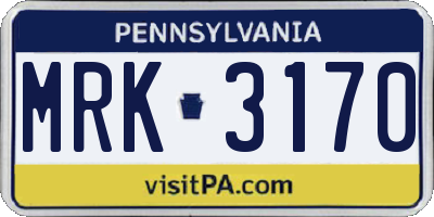 PA license plate MRK3170