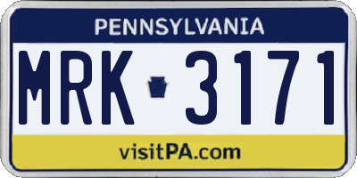 PA license plate MRK3171