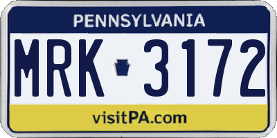 PA license plate MRK3172