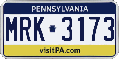 PA license plate MRK3173